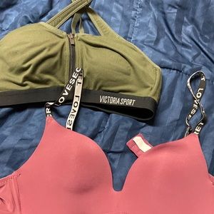 Two Victoria’s Secret bras one is a sport size 34B the other is a large